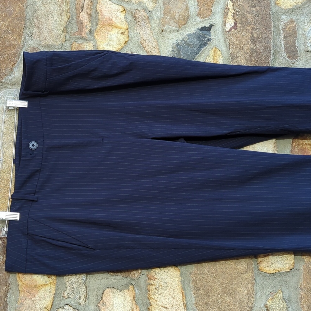 Lane Bryant Navy Pinstripe Stretch Trousers
